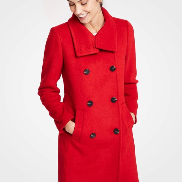 Ann Taylor Red Wool Coat Petite XS 